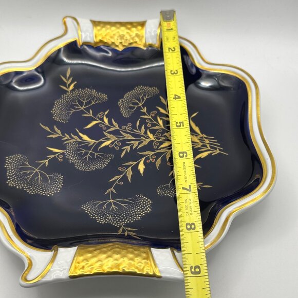 Echt Weimar Kobalt Germany porcelain blue 9 inch gold embellished serving dish - Picture 10 of 11